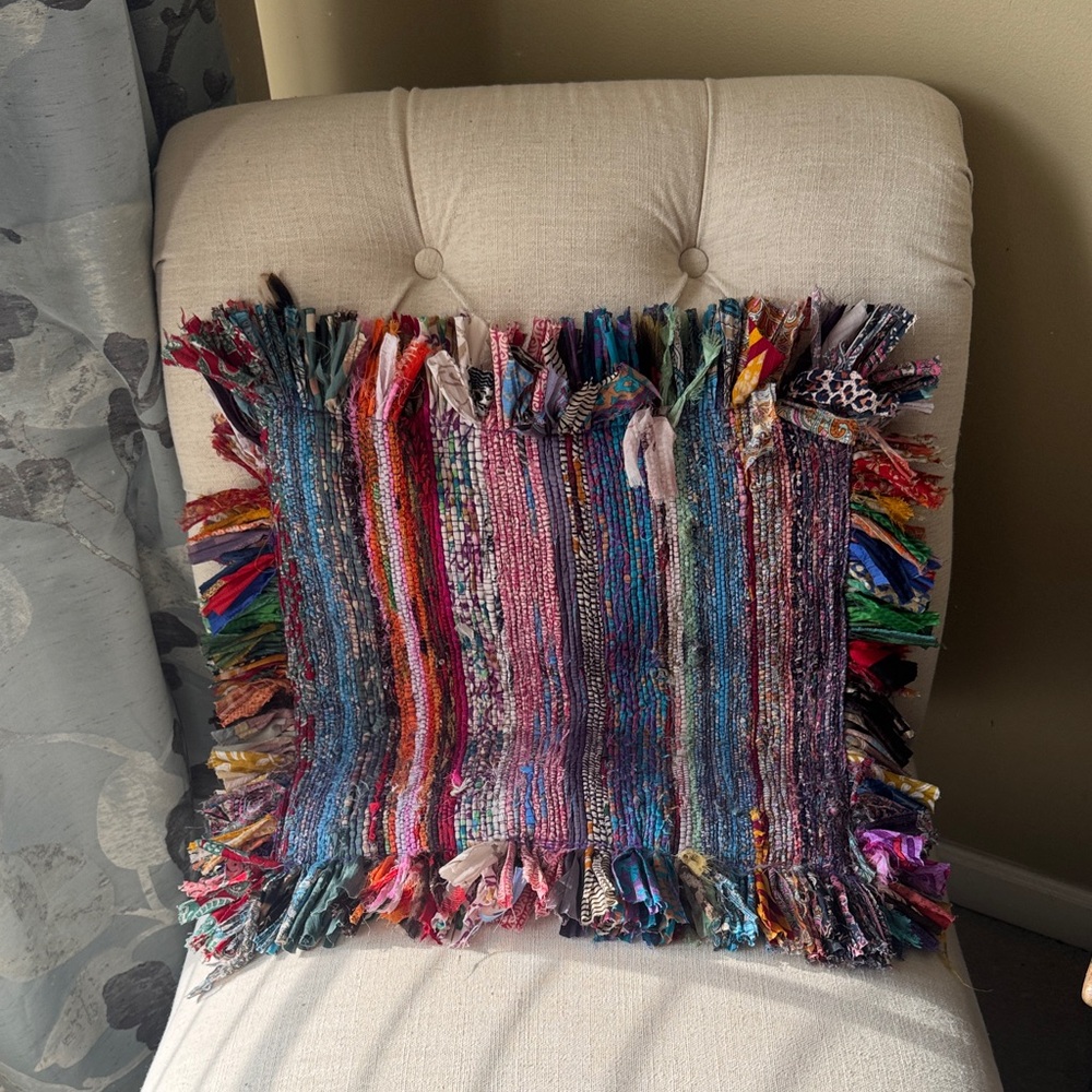 Boho Multicolor Fringe Accent Pillow Cover